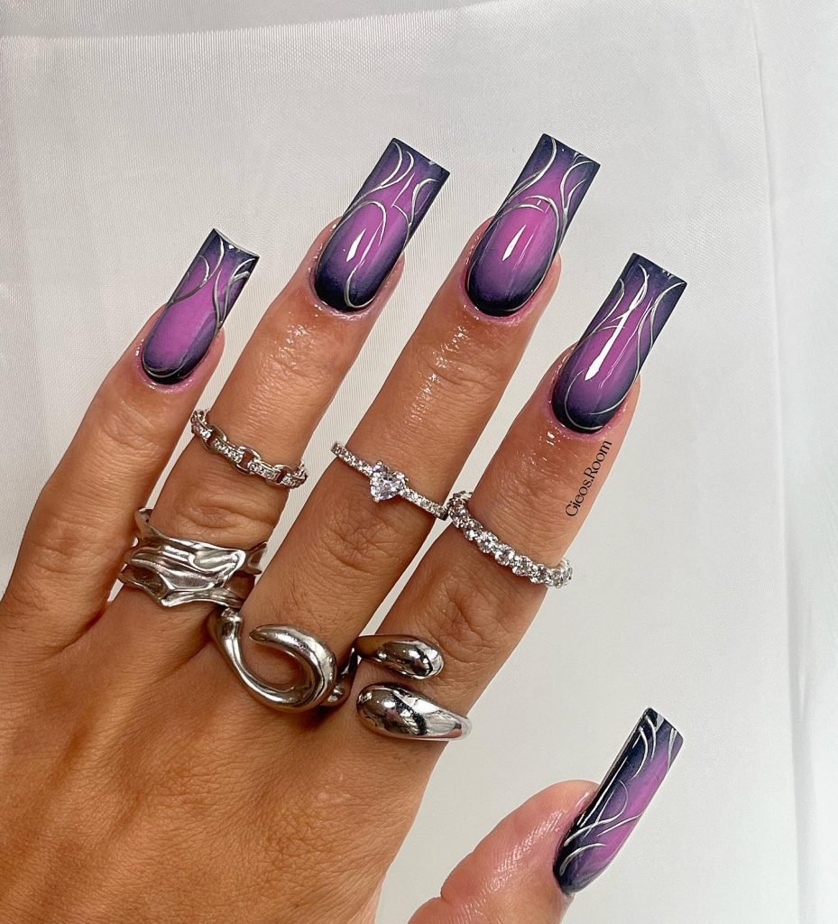 00001 Black and Purple Nails