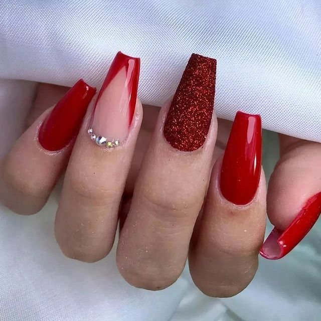 00004 Red Acrylic Nails