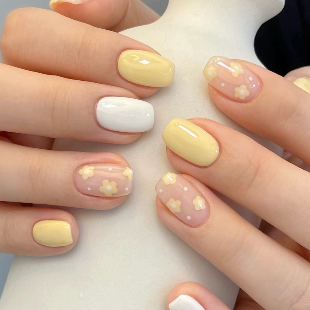 00008 Yellow Flower Nails