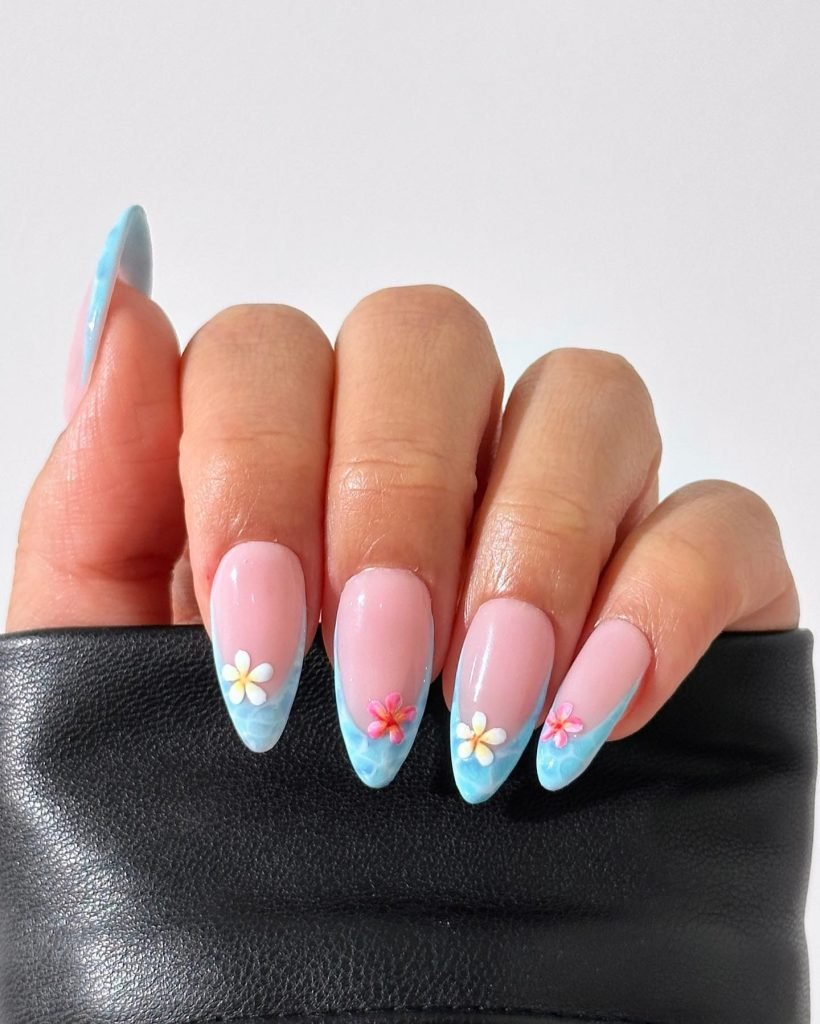 00018 French Nails with Flowers