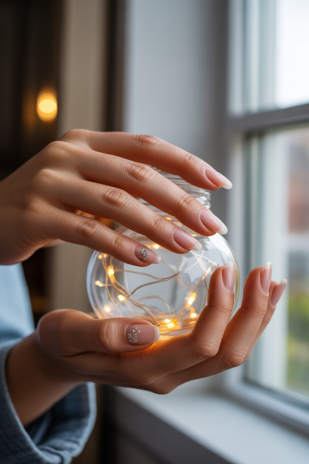 Crystal Clusters on Clear Glossy Nails