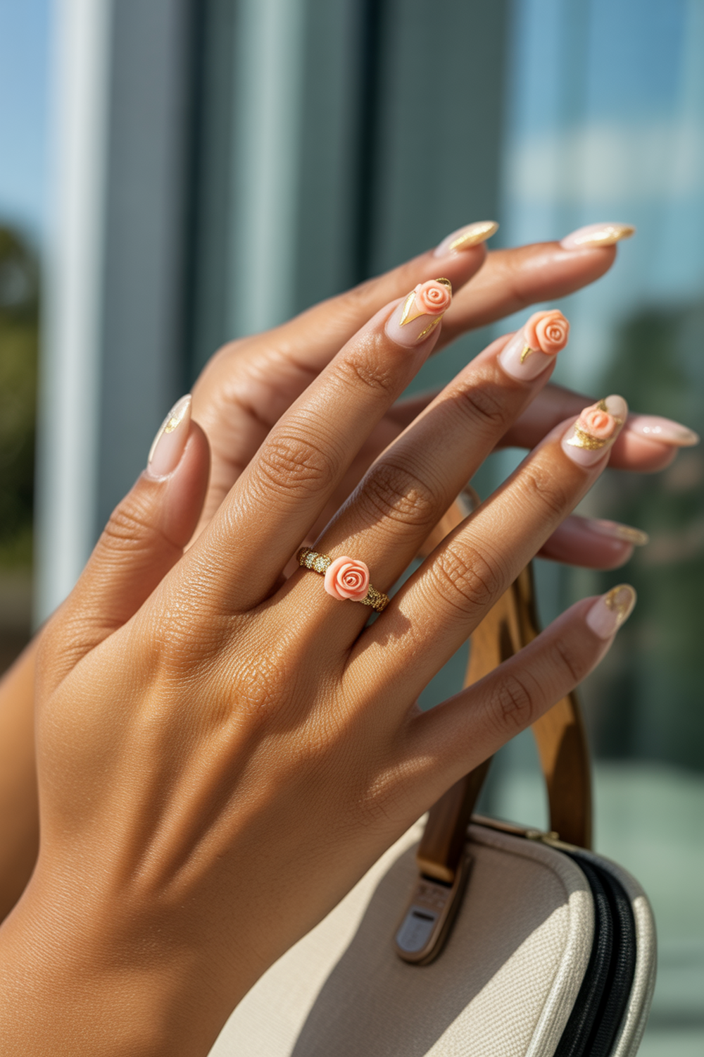Peach Roses with Gold Foil Details