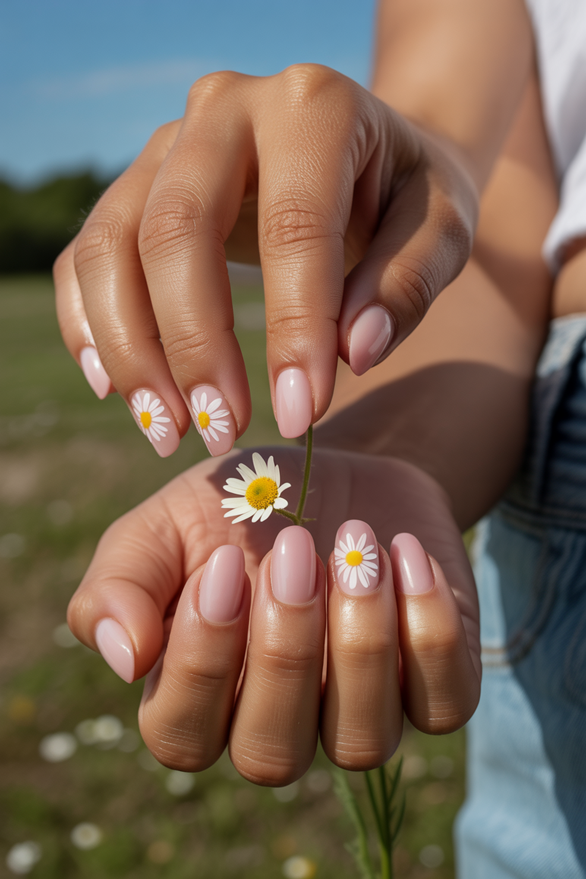 Classic White Daisy On Soft Pink Base