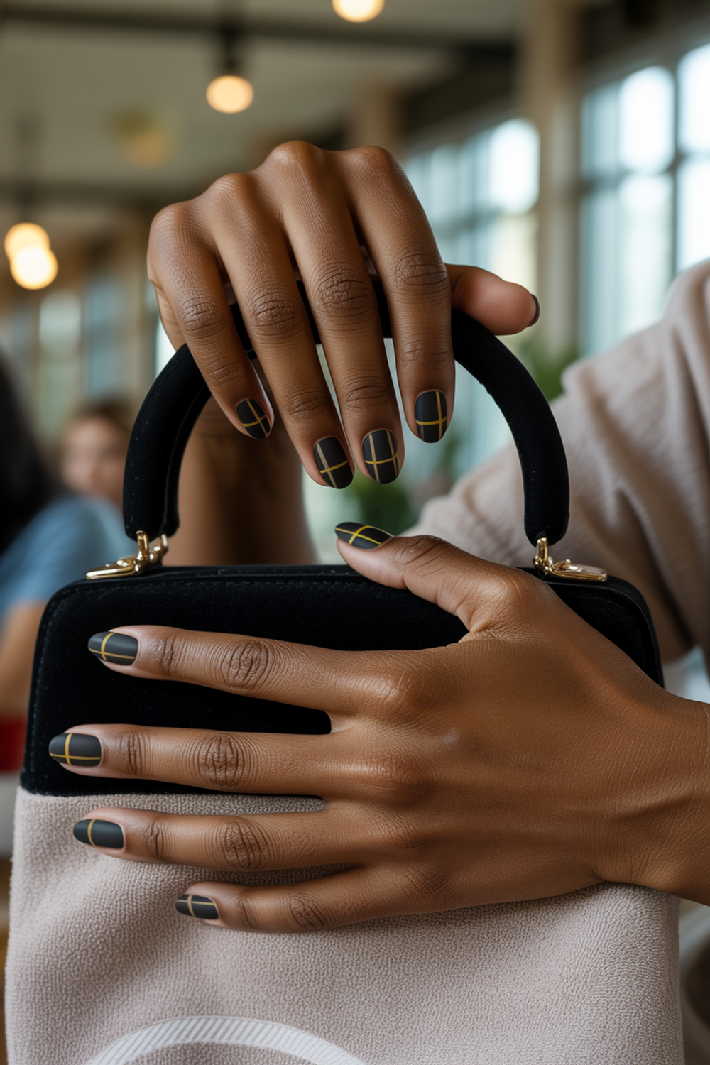 Black and Gold Plaid with Luxe Matte Finish