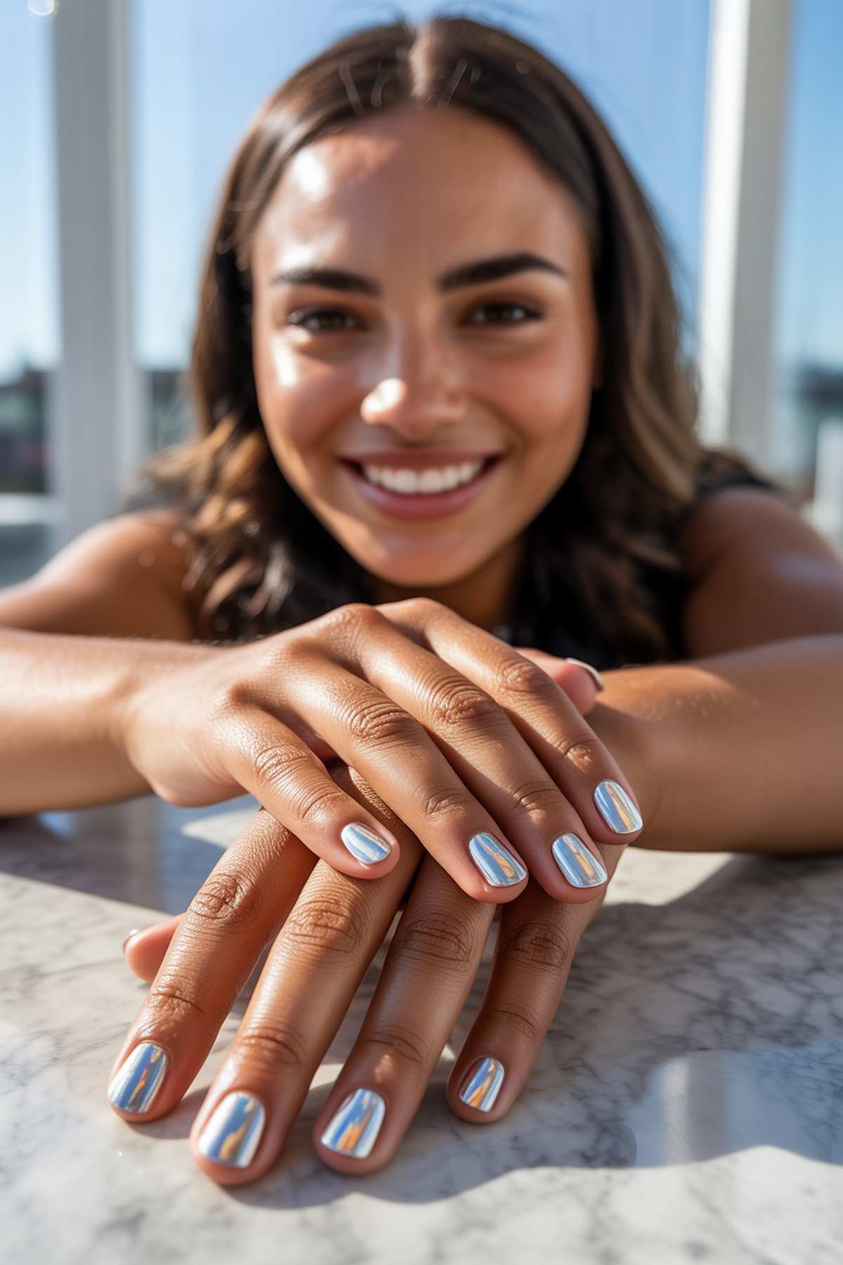Full Chrome Holographic Nails