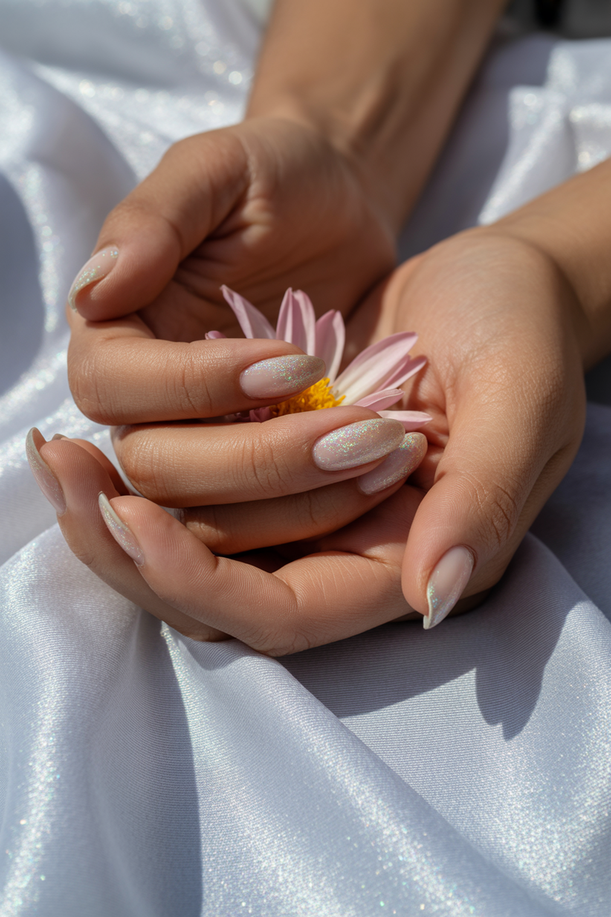 Holographic Glitter Fade Nails
