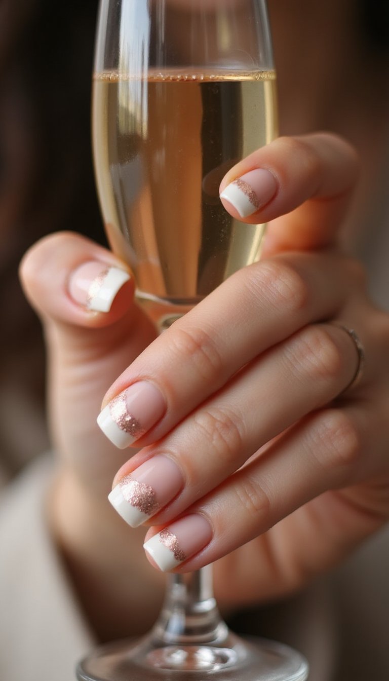 Metallic Rose Gold Foil On Short Square Nails
