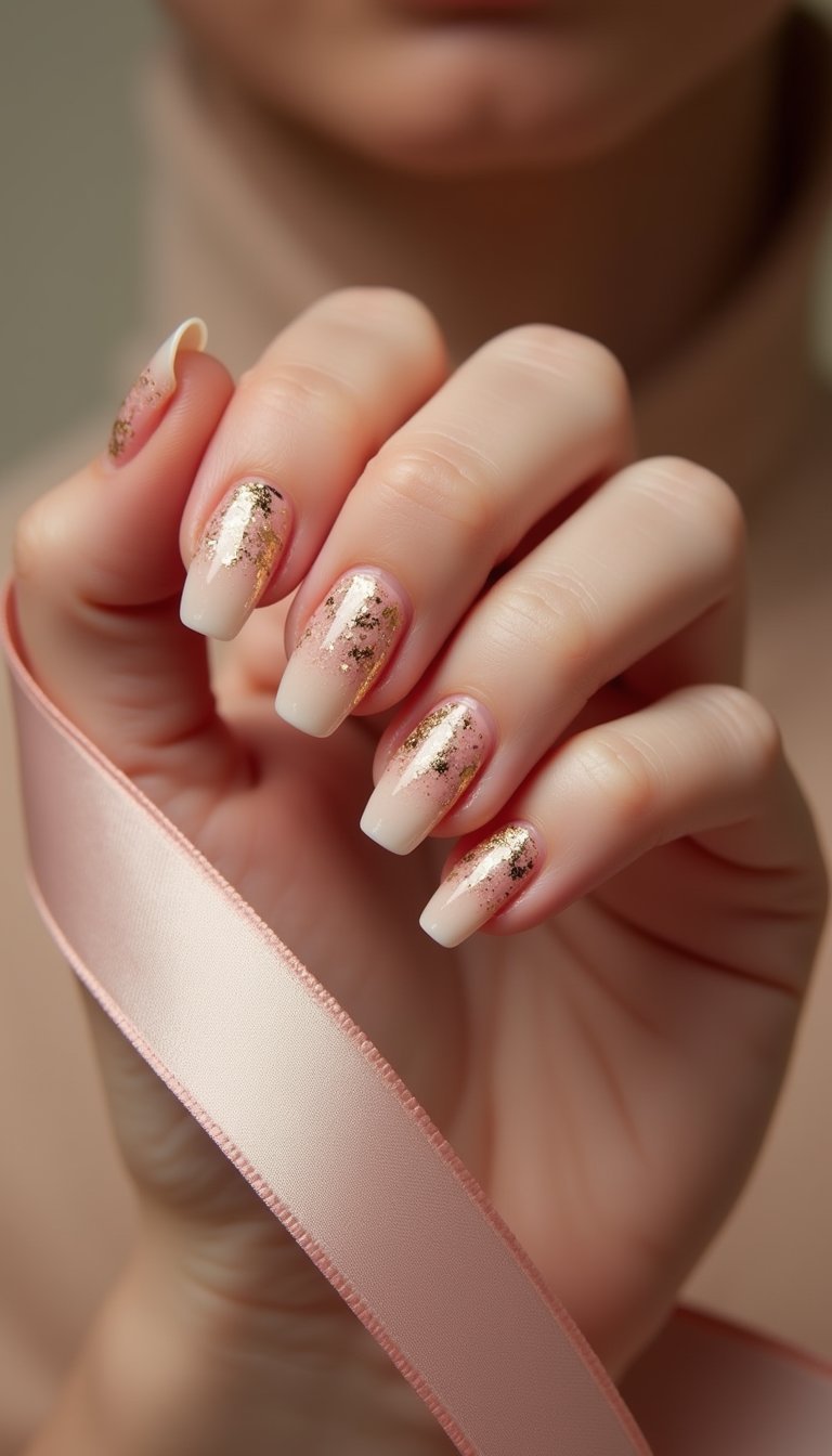 Romantic Blush Ombre With Gold Foil
