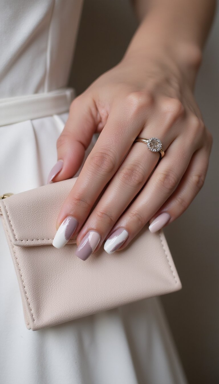 Two-Tone Satin Nails With Balanced Color Block