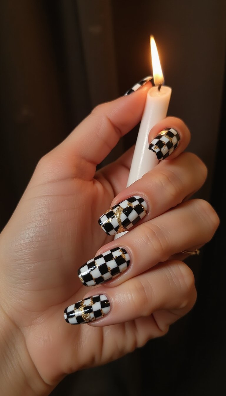 Checkerboard With Delicate Gold Foil Details