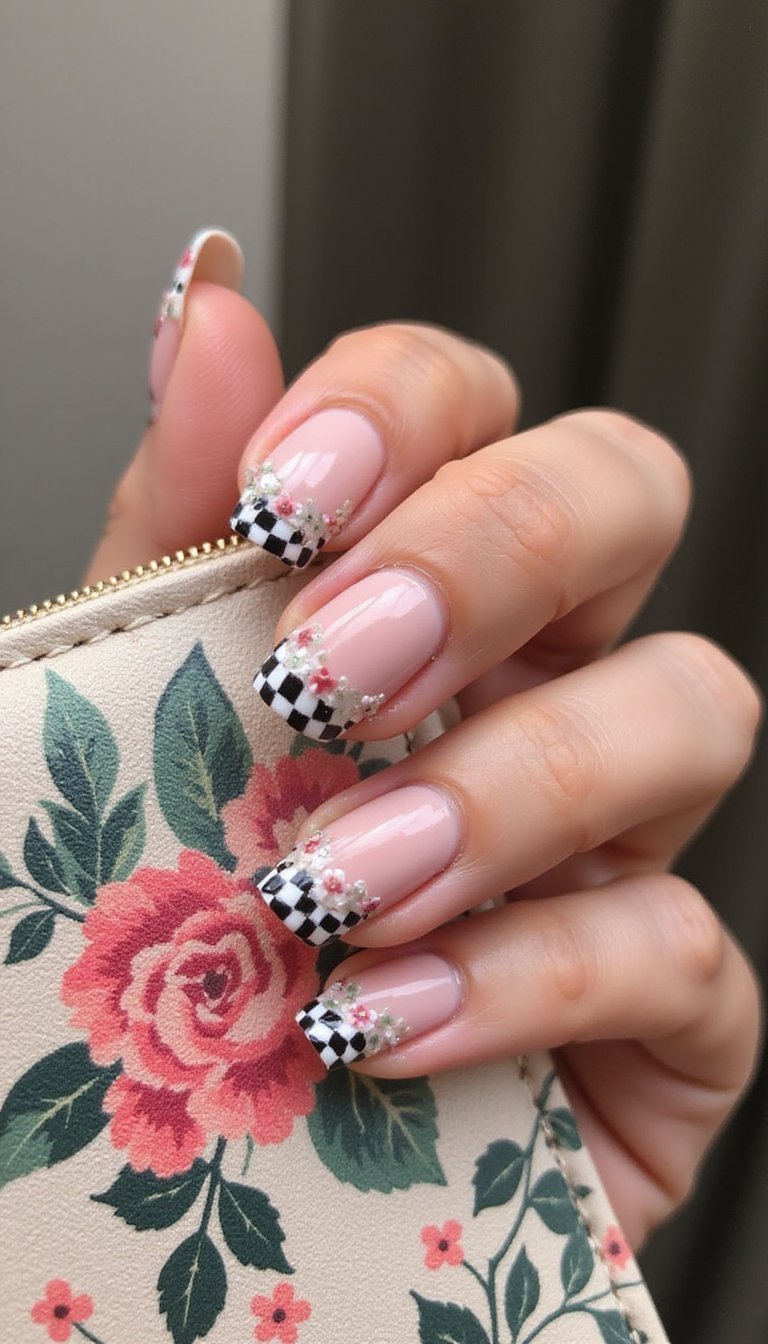 Floral Meets Checkerboard For Pretty Contrast