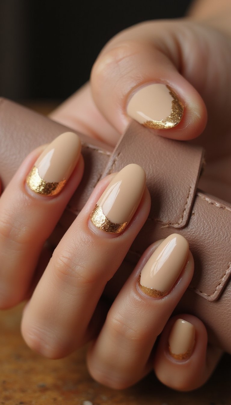 Long Almond Micro Tip With Gold Foil