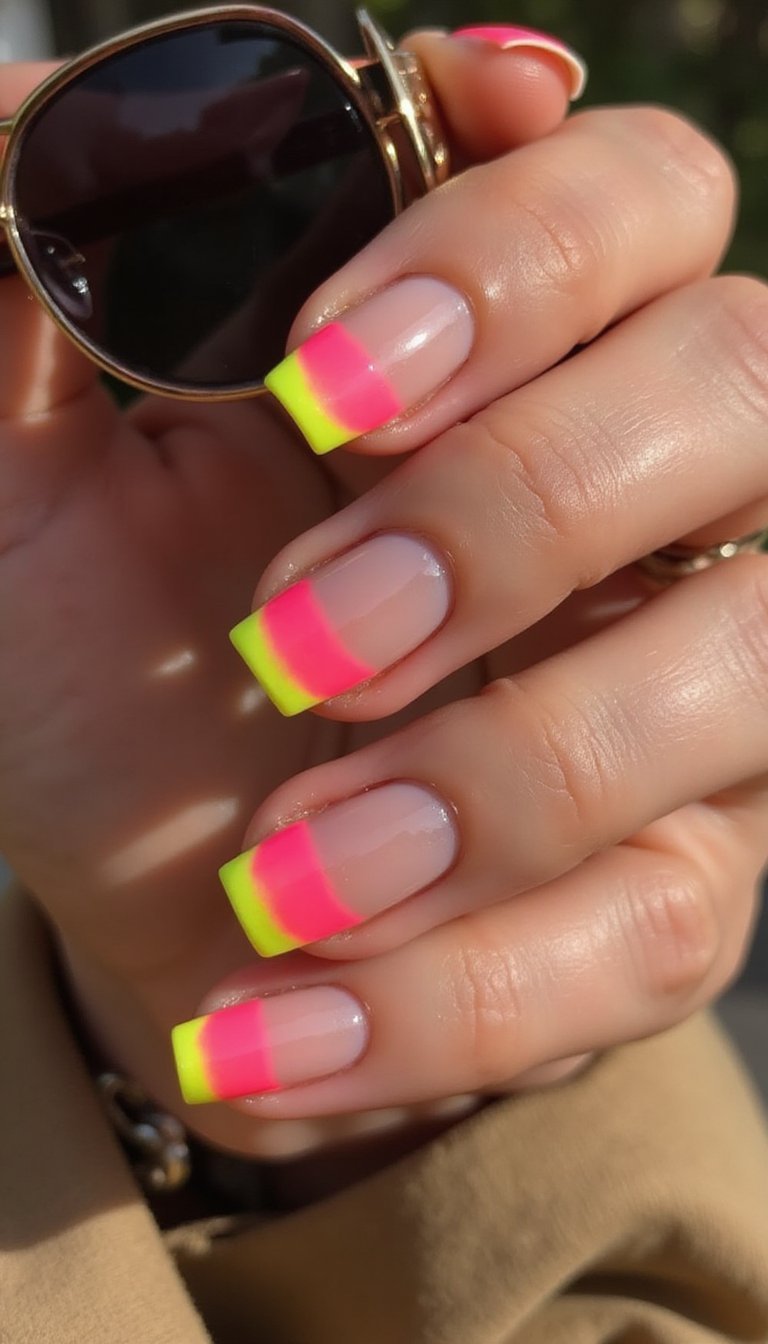 Neon Micro Tips On Clear Gel Canvas