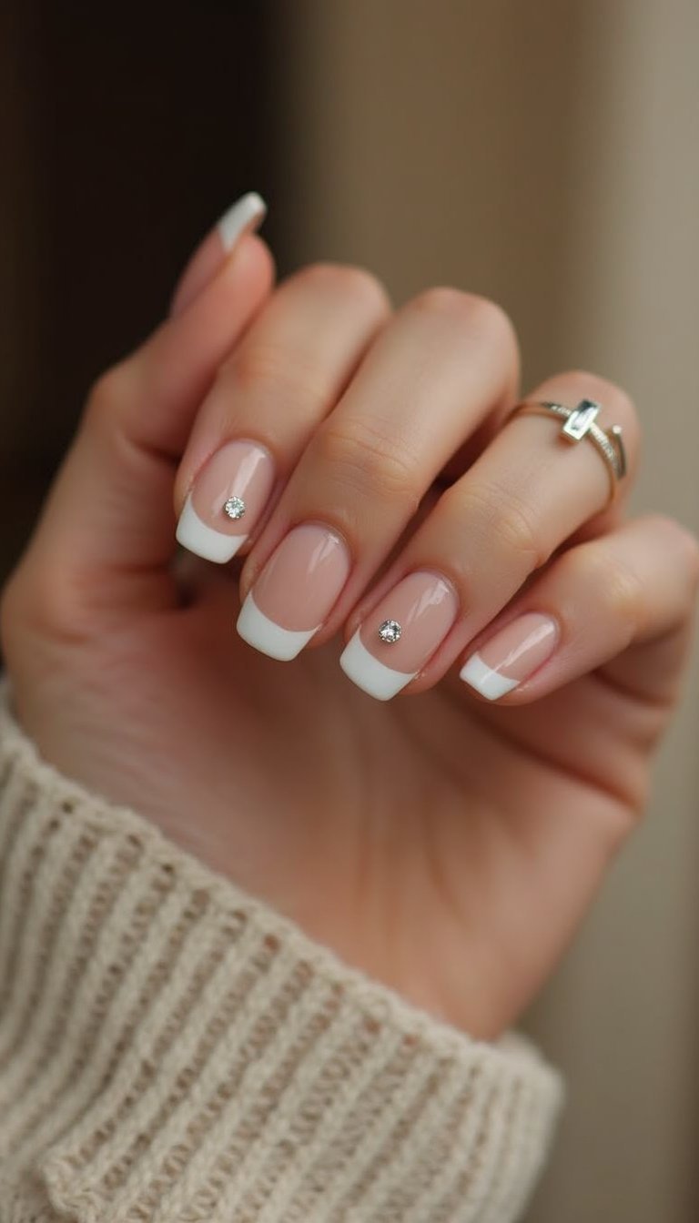 Single Tiny Rhinestone On Micro Tip Accent