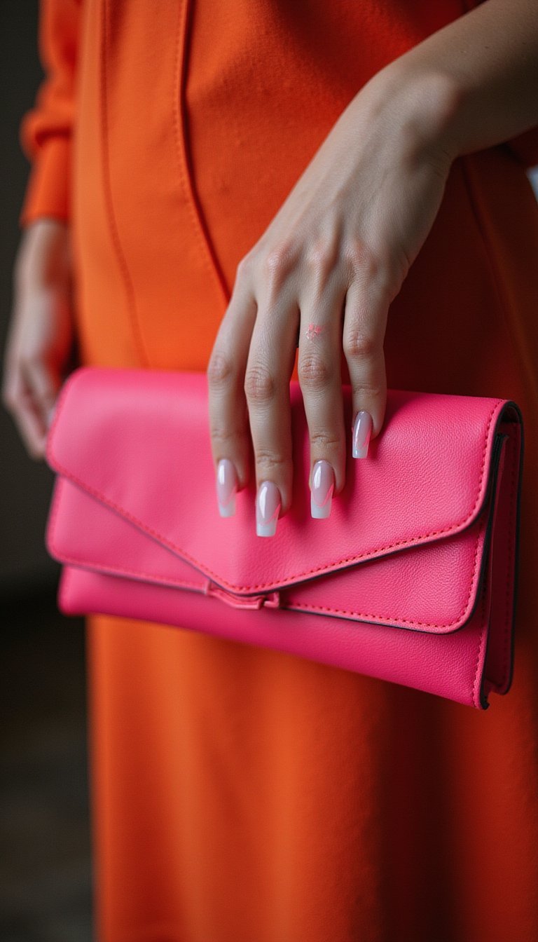 Neon Pop Outline On Coffin Nails