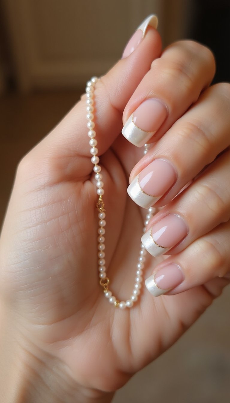 Pearlized Chrome Outline On Short Almonds