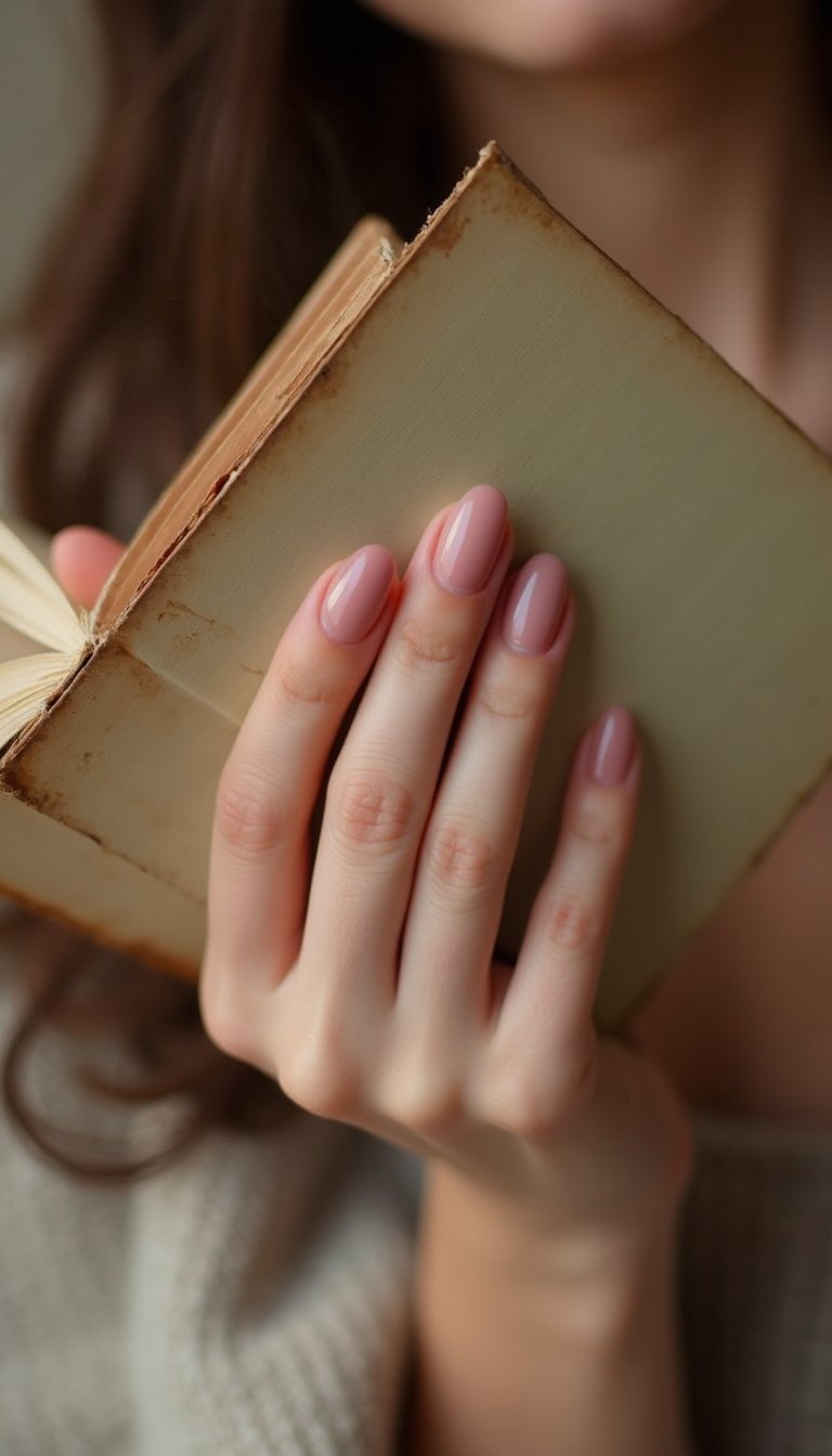 Muted Rose Oval Nails With Sheer Glow