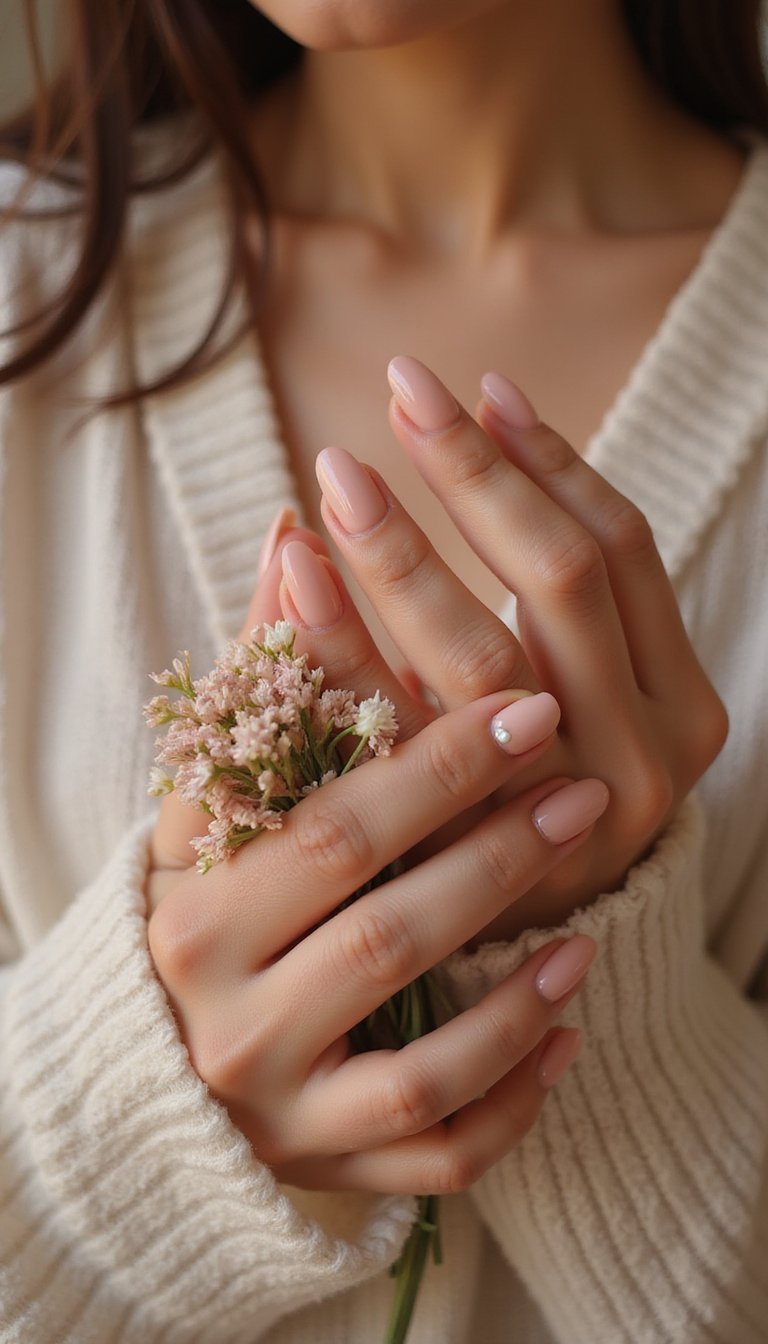 Warm Blush Almond With Pearl Accent