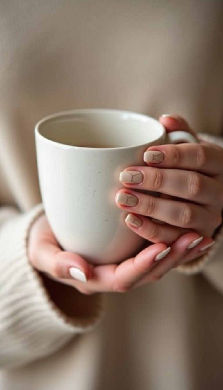 Minimalist Nude Negative Space Dip Powder Nails