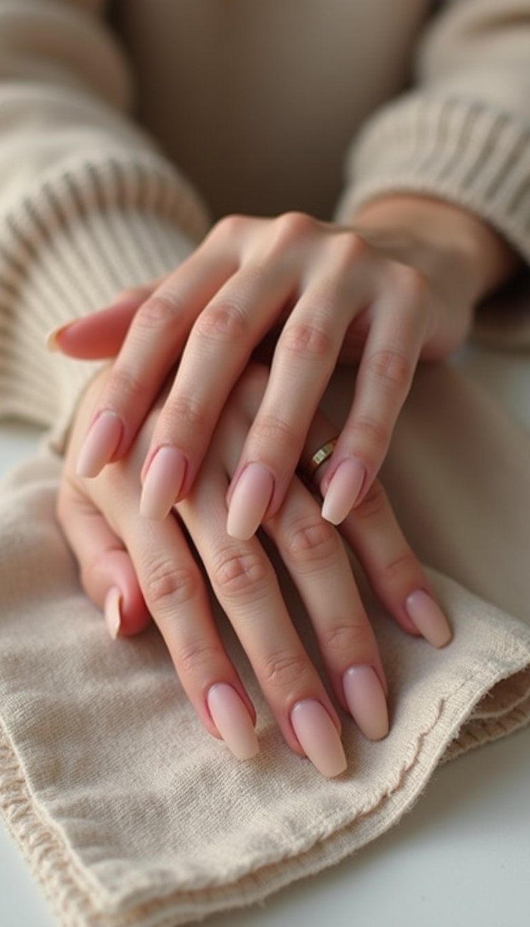 Matte Nude Ombre With Blush Pink Fade