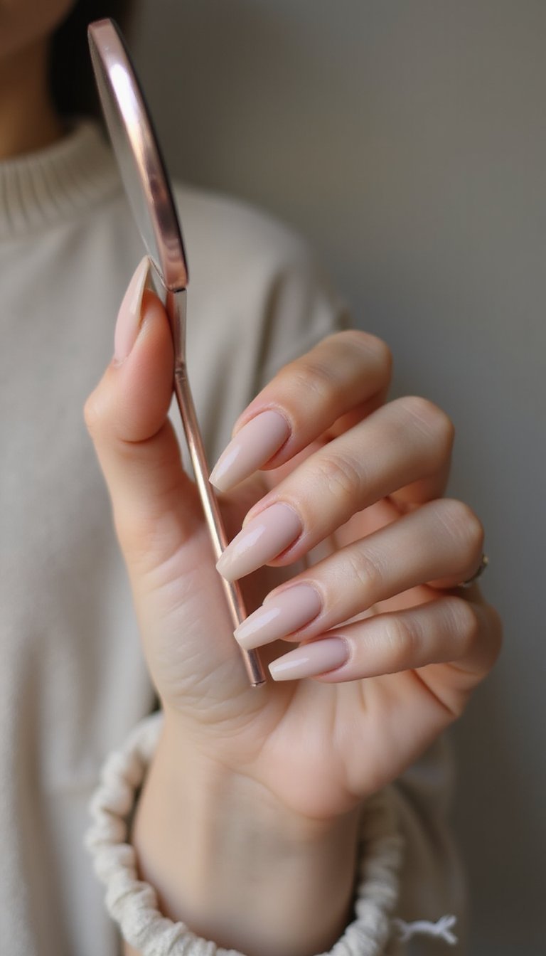 Matte Nude With Taupe Chromed Edge Accent
