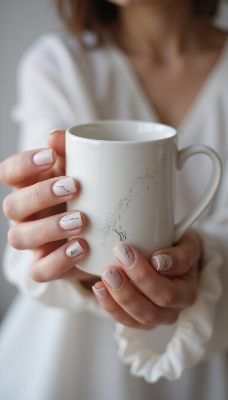 Matte Nude With Thin Black Line Art Detail