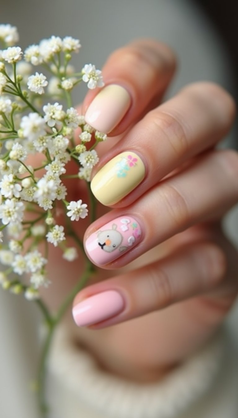 Baby Bunny Gradient With Tiny Floral Accents