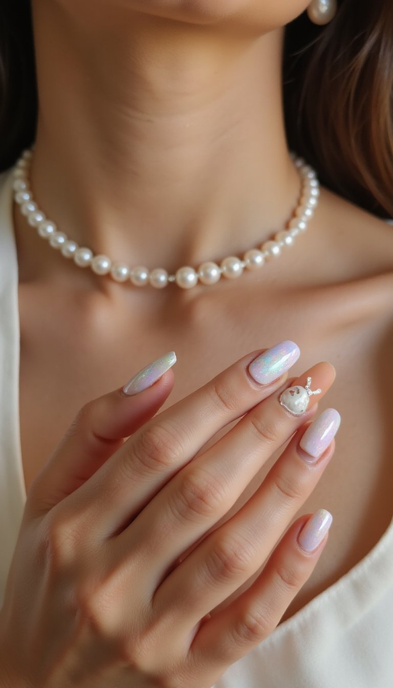 Iridescent Eggshell With Tiny Bunny Decal Accent