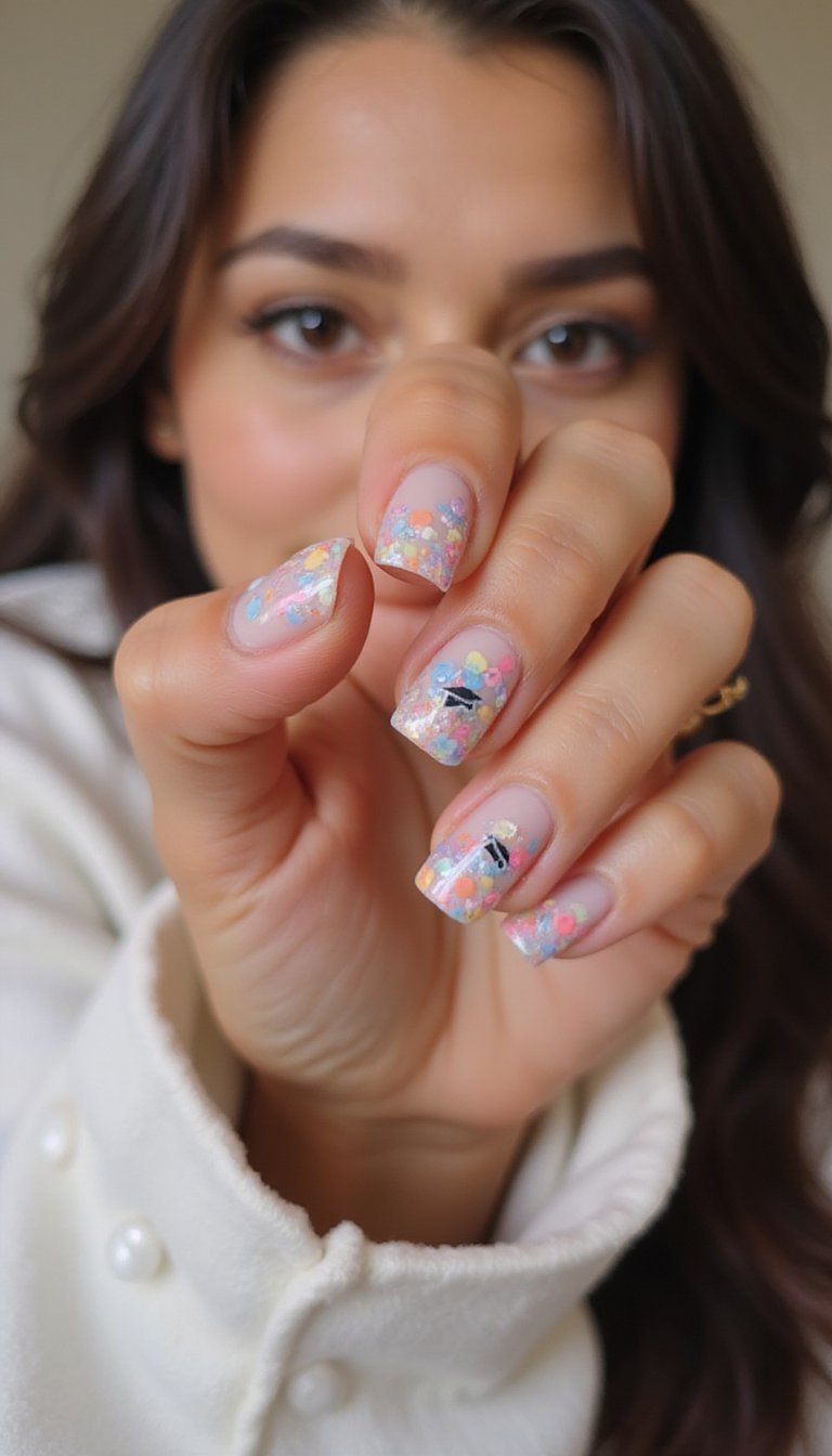 Caps And Confetti For Party-Ready Nails