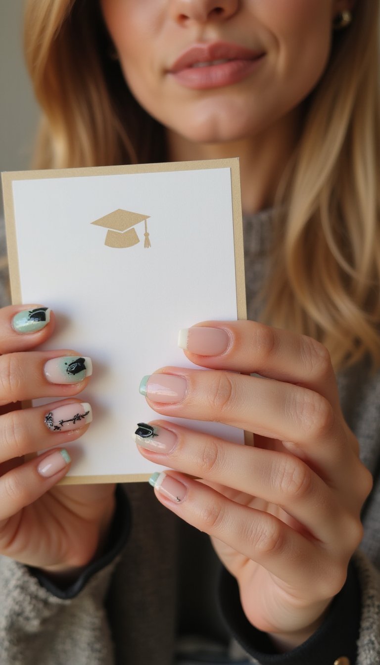 Pastel French Tips With Tiny Cap Details
