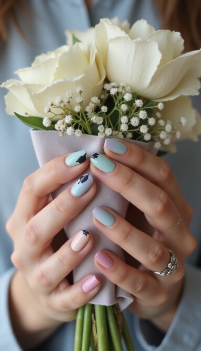 Pastel Ombre With Tiny Cap Silhouettes