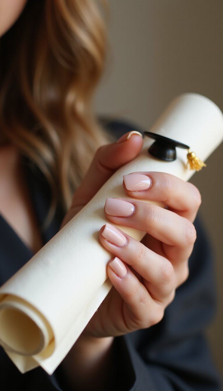 Tiny Graduation Caps On Soft Pink Base