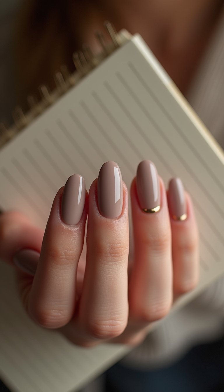 Neutral Taupe With Micro Gold Line Detail