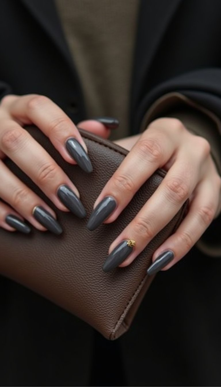 Smoky Ombre With Thin Gold Cuticle Line