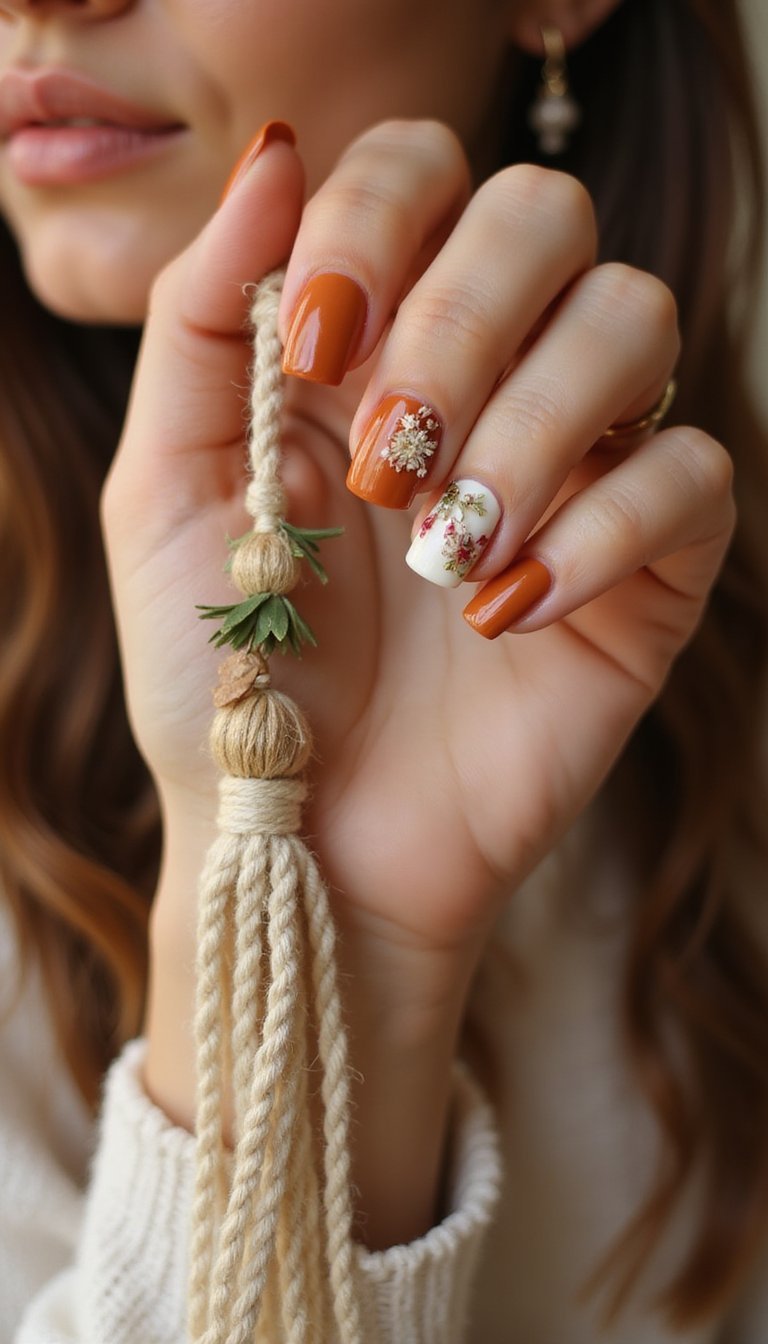 Boho Tassel Photoshoot With Floral Nails