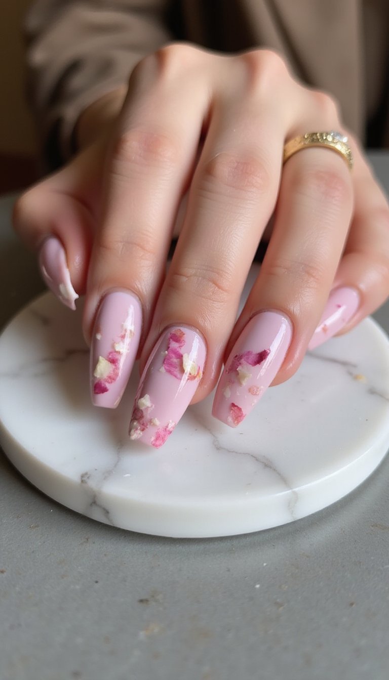 Marble Swirl Backdrop With Petal Highlights