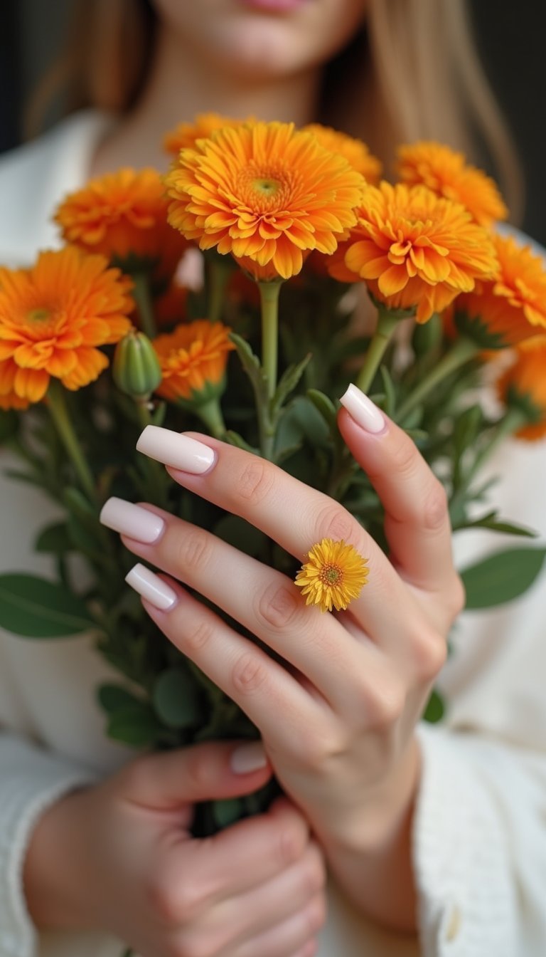 Marigold Accent Nail With Neutral Set