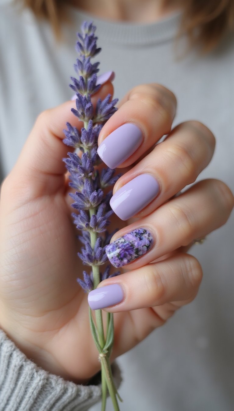 Monochrome Lavender Petals On Soft Mauve