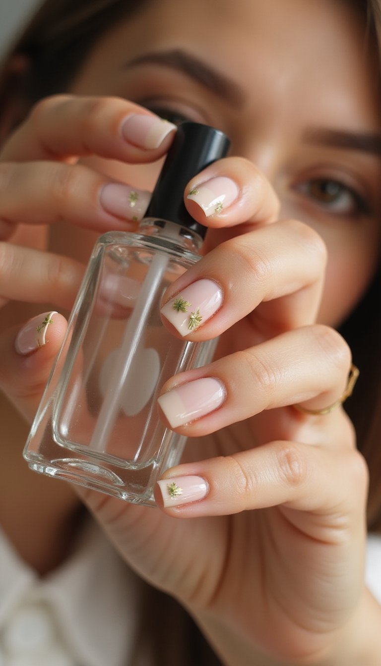 Tiny Dried Buds On Clear Glossy Tips