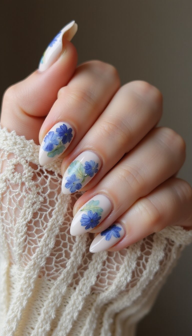 Vintage Blue Hydrangea Mosaic On Tips