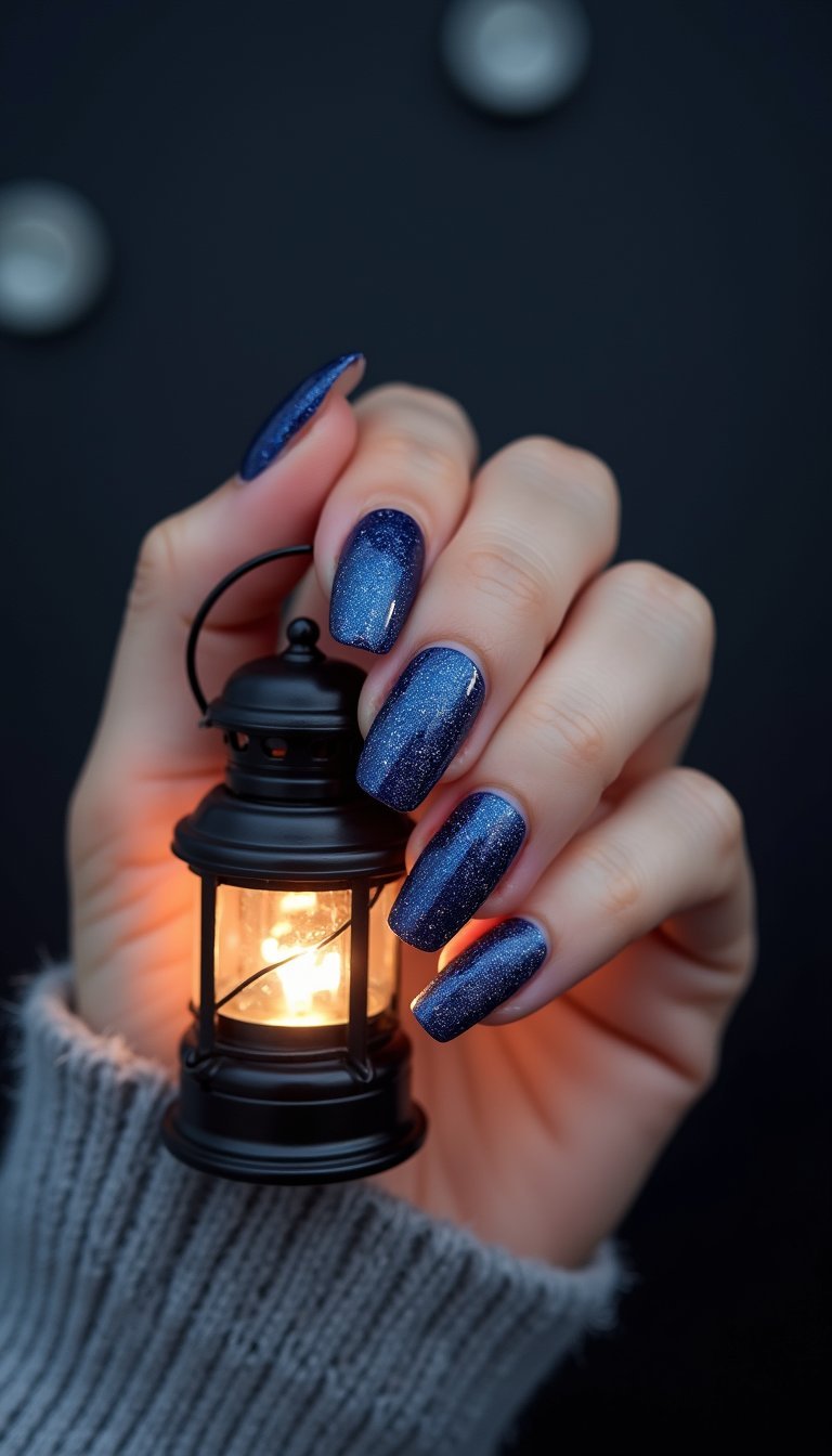 Moonlit Cottage Galaxy Accent Nails With Soft Shimmer