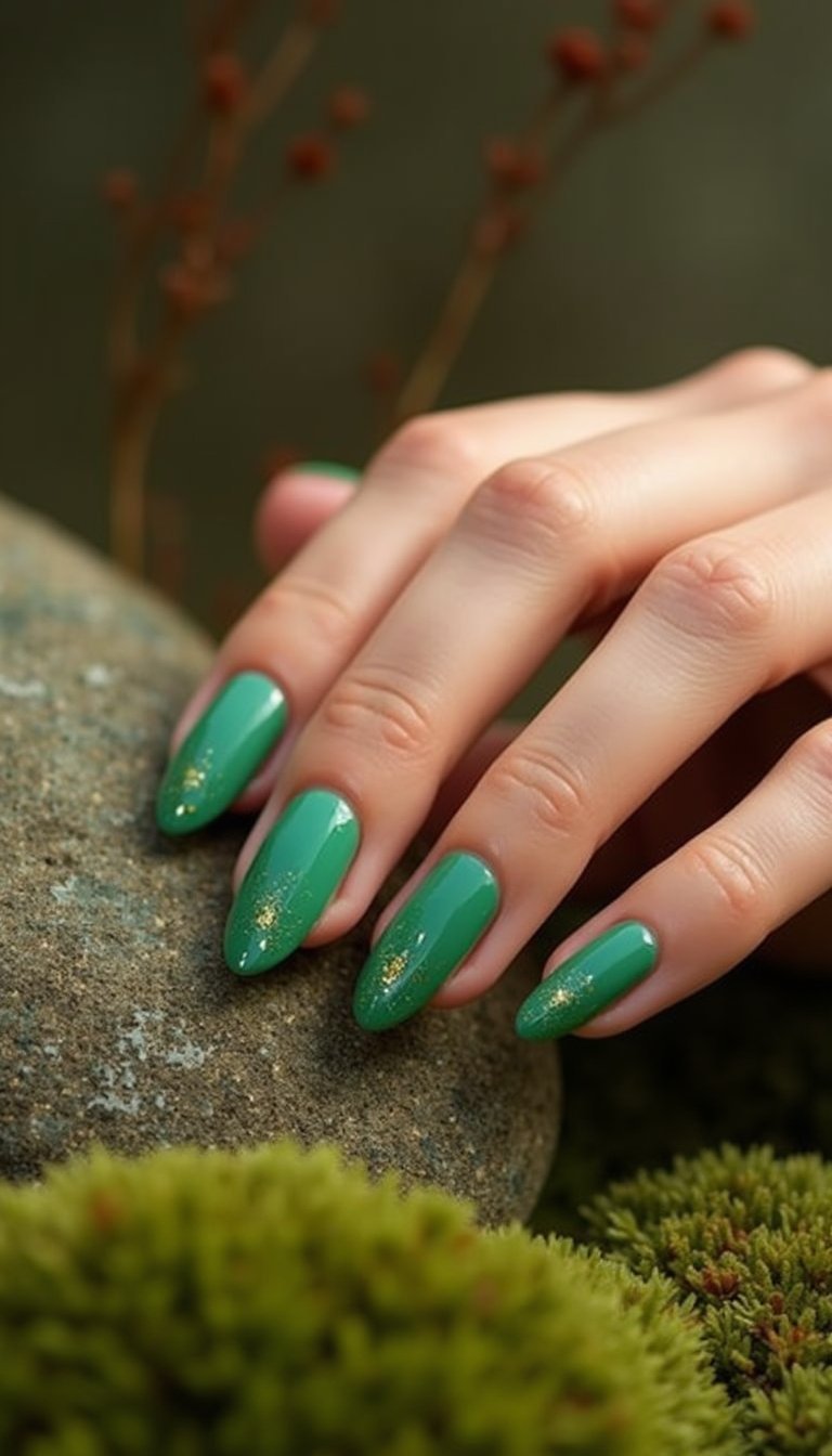 Mossy Green Gradient Nails Inspired By Forest Floors