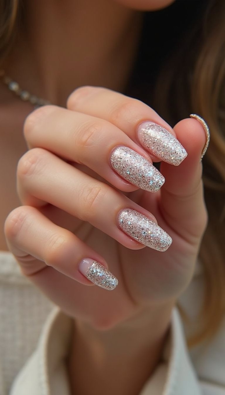 Glitter Core Jelly Nails With Hidden Sparkle