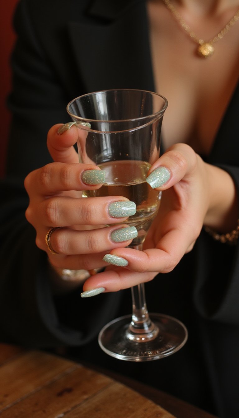 Iridescent Jade Shimmer For Party Nights