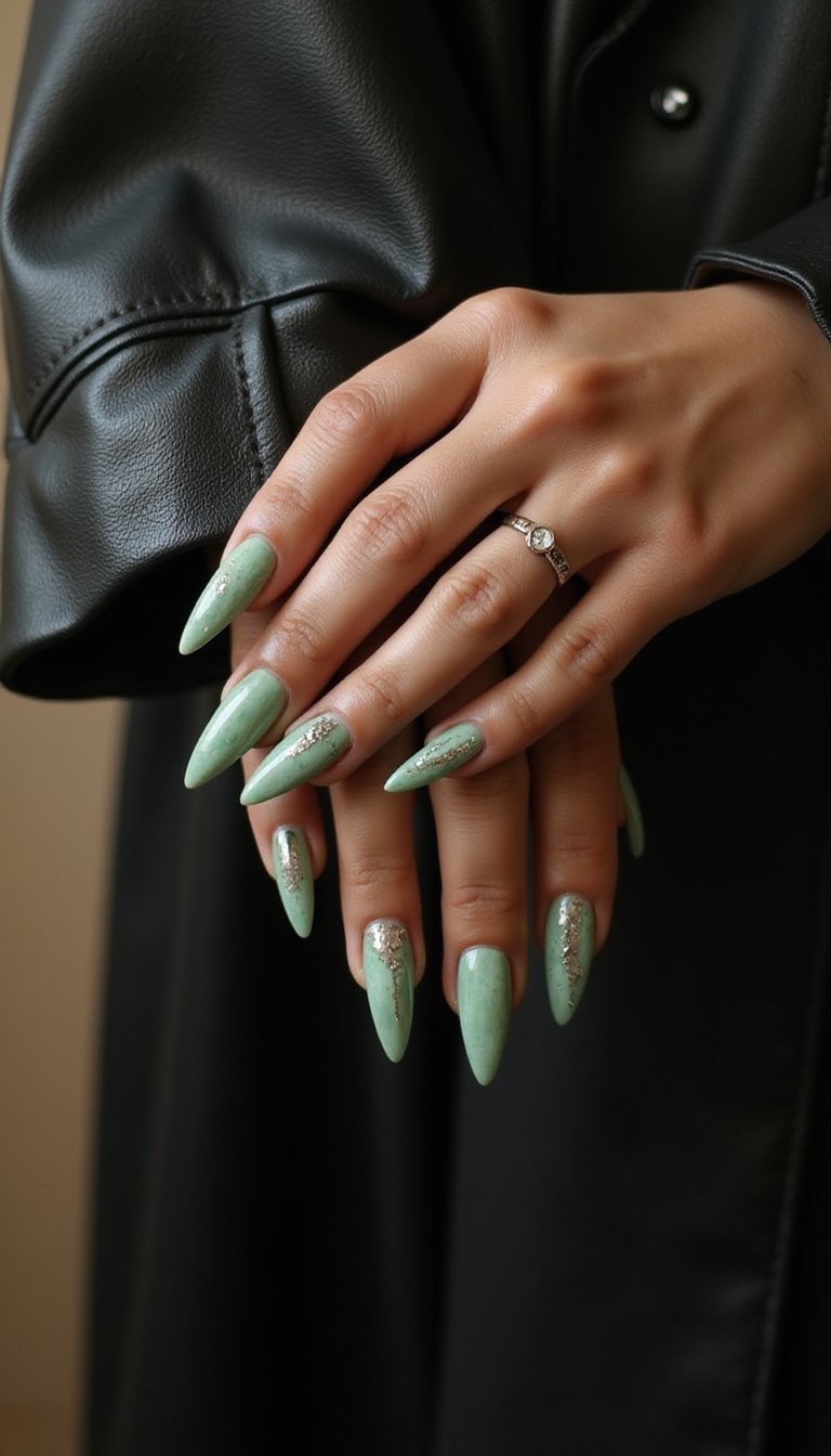 Jade Marble Stiletto With Matte Finish