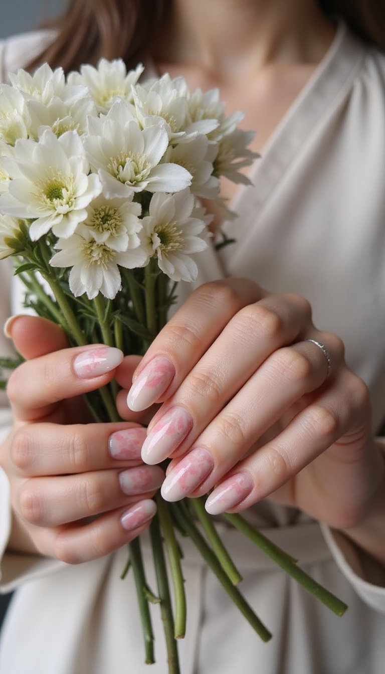 Jade Swirl With Soft Blush Accents