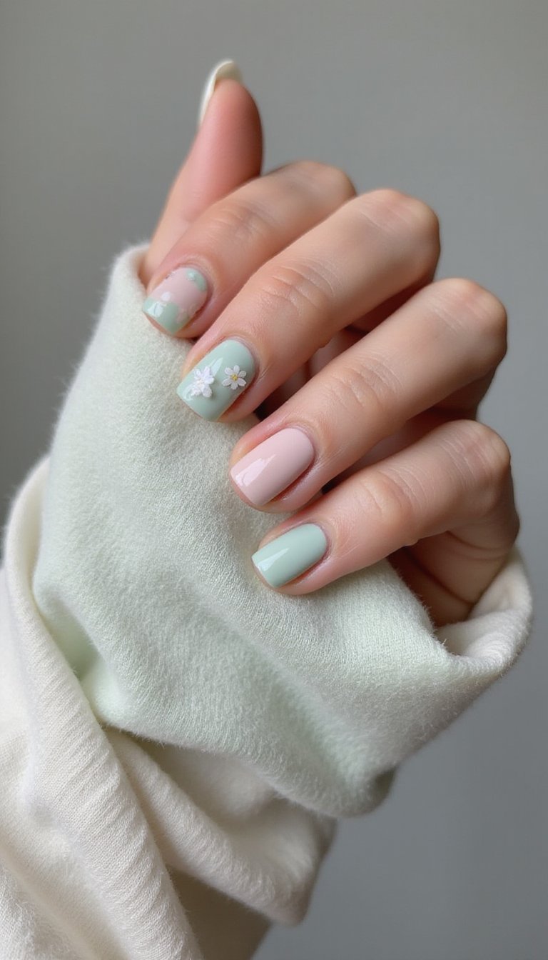 Pastel Jade Cloud Nails For Spring