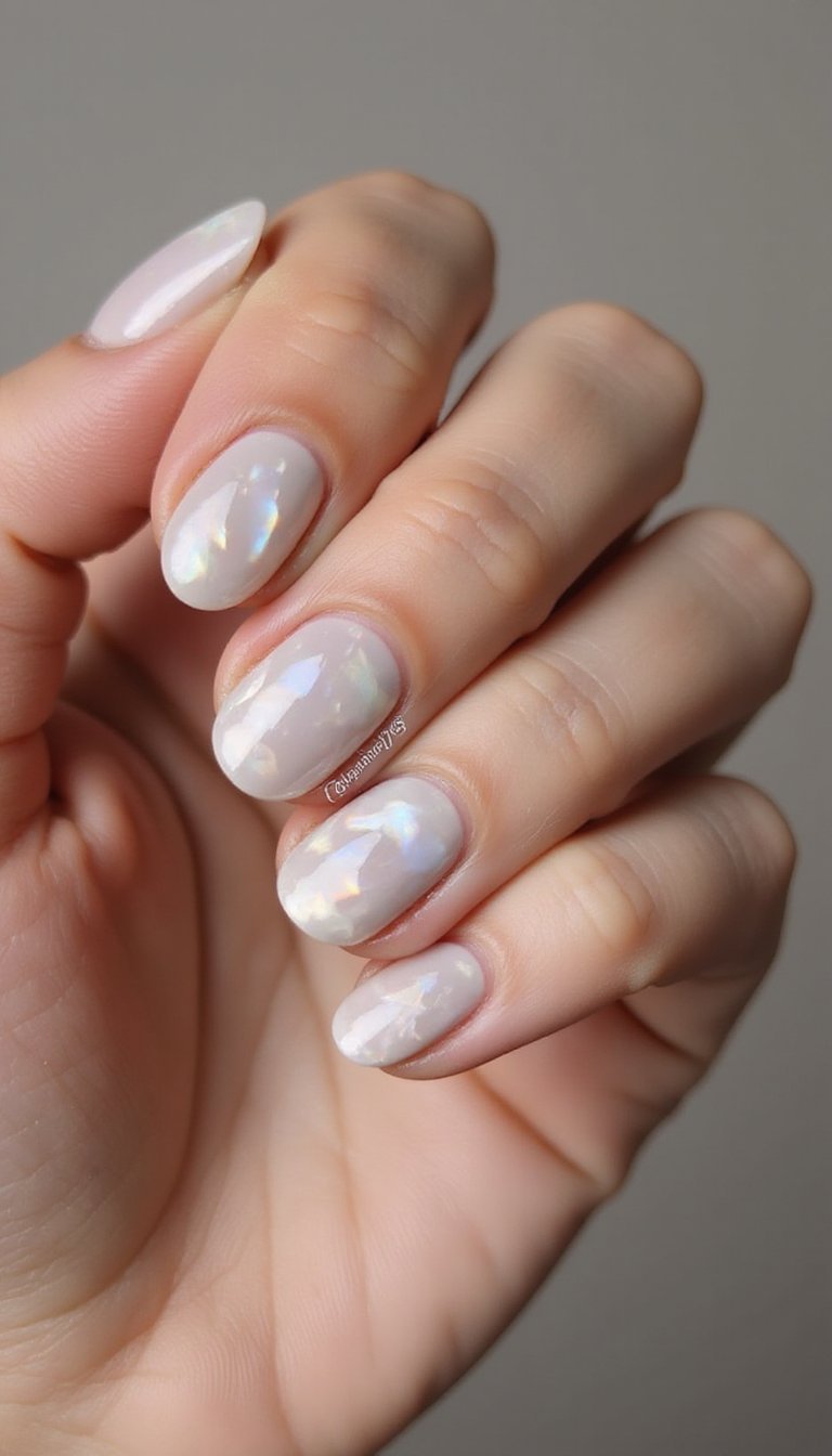 Mother‑Of‑Pearl Marble For Short Oval Nails