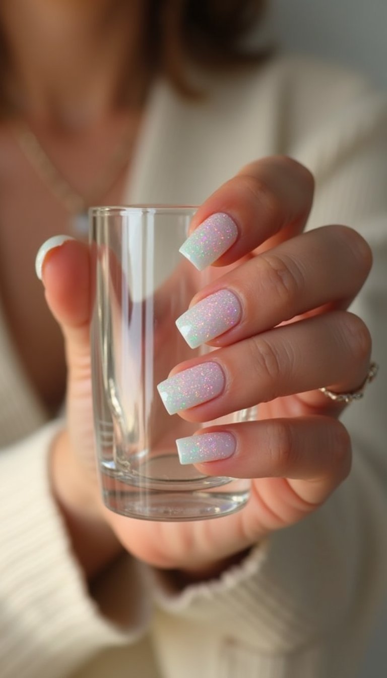 Opalescent French Tips With Clean Negative Space