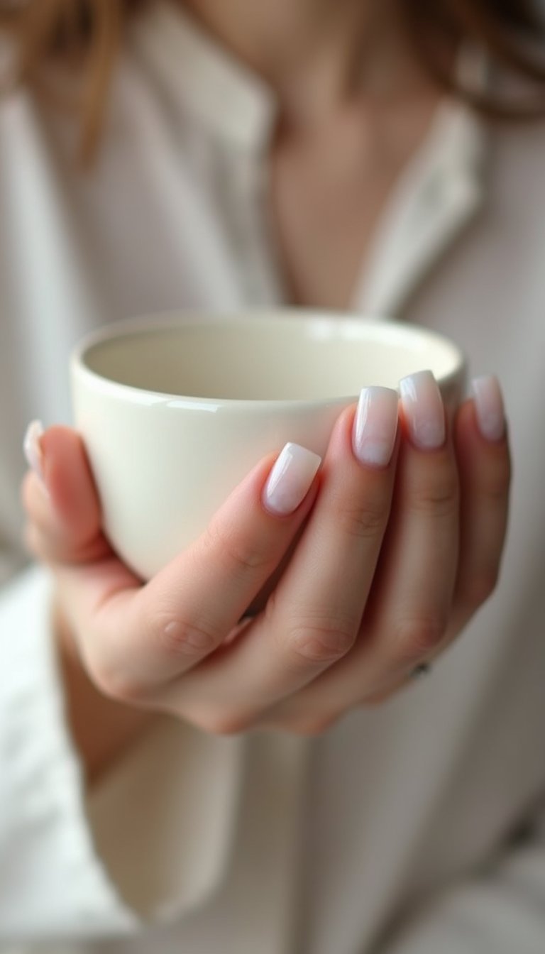 Transparent Shell Tips Over Natural Nail Bed